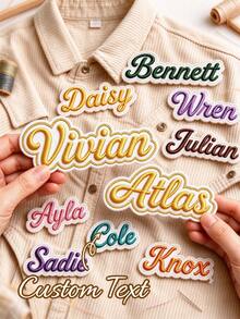رقع مطرزة مخصصة بالاسم، ملصقات اسم شخصية، علامات اسم لملابس الطلاب والقبعات وحقائب الظهر، رقع نصية لوصيفات العروس، رقع حديدية للمدرسة، هدايا جمالية - متعدد الألوان - مشاهدة 2