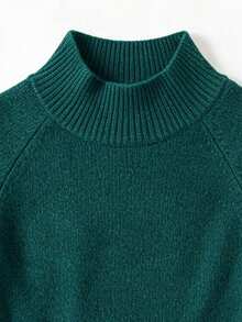 SEREN Women's New Half-High Neck Long Sleeve Knit Dress, Comfortable Waist-Defining A-Line Sweater Dress, Suitable For Autumn And Winter - Green - View 8