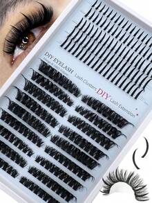 2-In-1 Comic Eyelash Set, 80D Eyelash Bundle+Fairy Hair, 262 Single Bundle Eyelashes 12-20mm Thick, Fluffy Artificial Mink Reusable DIY Eyelash Extension Set, Suitable For Daily And Party Makeup - D - View 2