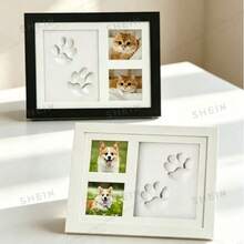1pc Pet Paw Print Photo Frame, DIY Wooden Memorial Photo Frame, Suitable For Dog Cat Memorial Keepsake Desktop Decor Gift - one-size - View 5
