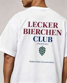 Lecker Bierchen Club – تي شيرت أبيض لعشاق البيرة بنمط نبات الجنجل والشعير. قصة كلاسيكية، ناعم ومريح، مناسب للاستخدام اليومي والرياضة. - أبيض 3 - مشاهدة 2