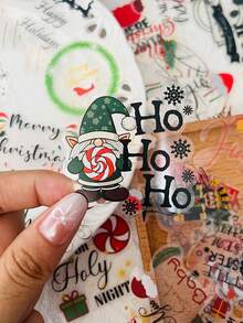 50pcs Christmas Stickers Minimalist Text & Line Decoration For Luggage, Laptop, Scrapbook, Diary, DIY Skateboard, Guitar, Helmet, Water Cup, Holiday Gift Decals - one-size - View 5