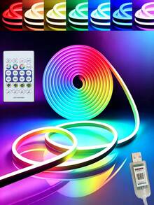 RGBIC LED Light Strip, Optional 39.37 In/196.85 In - Smart LED Bedroom Light, App/Remote Control, Color Changing Music Sync, Gaming Light Neon Strip For Bedroom, Indoor And Outdoor Decoration - Multicolor - View 9