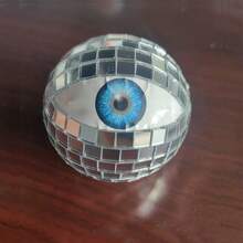 1pc Evil Eye Disco Ball Mosaic Glass Reflective Ball, Gothic Eye Pattern Decorative Ball, Gothic Style Desktop Decor, Personalized Room Decoration, Christmas Holiday Decor Toy - Multicolor - View 3