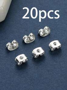 20/50pcs 4.5*6mm Gold & Silver Mixed Stainless Steel Earring Backs, Butterfly Earring Backs, DIY Jewelry Making & Earring Repair Accessories - Multicolor - View 7
