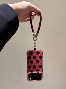 Cherry Red Polka Dot Phone Case With Foil Texture, Premium Large Dots, Detachable Red Lanyard, Compatible With IPhone 18 Pro Max 18 Pro 17 Pro Max 17 Pro 16 Pro Max 15 14 Pro 13 12 Pro 11 Pro Max, Camera Protection, Glossy Soft Edge Shockproof Protective Case - Cherry Red - View 2