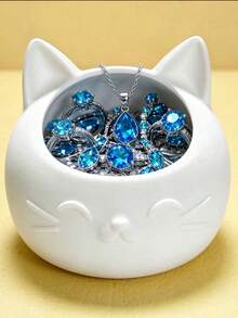 Cat Design Jewelry Storage Tray, Sweet Girl Style Ring & Bracelet Organizer Box, Bedroom Bedside Small Item Storage Tray, Christmas, Halloween, Easter Theme Key Holder Box, Home Desktop Decor Storage Supplies - Multicolor - View 9
