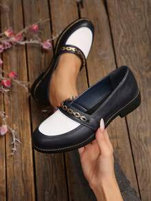 2026 Spring/Autumn Chunky Heel Retro Style Women's Casual Versatile Soft Sole Shoes - Dark Blue - View 8