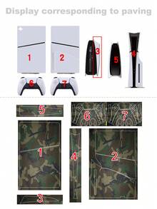 Cross-Border Hot-Selling 6pcs Military Green Camouflage Pattern P5 Slim Game Console Optical Drive Version Stickers, Dust-Proof And Wear-Resistant - View 5