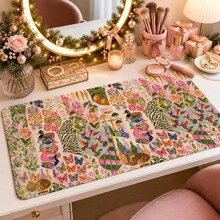 1 buah Alas Meja Kolase Bunga dan Hewan Boho Vintage, Pelindung Meja Rias Serbaguna, Alas Seni Kuku, Alas Mouse Desktop Besar untuk Wanita, Kamar Tidur & Kantor, S/M/L/XL - View 15