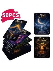 1PC 50 Starry Sky Healing Energy Cards English Mind Guide Cards - Multicolor - View 8