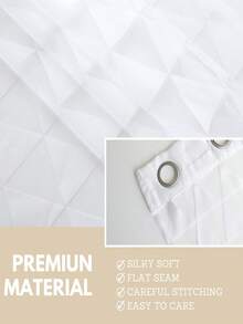 1pc Geometric Pattern Minimalist White Curtain, Top Grommet Portable Installation, Balcony Bedroom Solid Color Home Triangle Pattern Decorative Translucent White Sheer Curtain - White - View 5