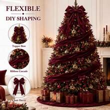 1pc, Red, Green. High-Quality Velvet Christmas Decorative Table Runner, 50*500cm Christmas Tree Decorative Cloth, Fireplace Decorative Backdrop, Stair Railing Decoration, Christmas Home Decor - Multicolor - View 7