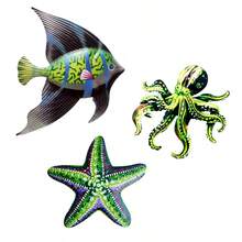 Ocean 3-Piece Metal Wall Decor, Creative Leaf Iron Wall Art, Indoor Home/Homestay Entryway Wall Hanging Decoration - Ocean 3-piece Set - View 2