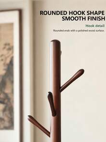 LKZ Solid Wood Coat Rack, Free Standing Tree-Shaped Coat Rack With 8 Hooks, Max Load 40kg, Suitable For Hats, Bags, Clothes And Scarves, Can Be Placed In Bedroom, Living Room, Office And Entryway - Brown - View 5