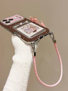 1pc Ballet Dancing Rabbit Flip Mirror Phone Case With Built-In Makeup Mirror For Touch-Ups, Electroplated Raised Large Window Camera Protection, Pink Leather Hand Strap, Full Coverage Soft Shell Shockproof, Coquette Vintage Girly Style, Compatible With IPhone 18 Pro/18 Pro Max/17/17 Pro/17 Pro Max/16/16 Pro/16 Pro Max/15/15 Pro/15 Pro Max/14/14 Pro/14 Pro Max/13 Pro Max/13 - Multicolor - View 4