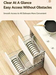 Integrated White Silent Steel Ball Slide-Out Dish Rack, Kitchen Countertop Organizer Cabinet Tableware Storage Rack, Dish Drainer Rack, Easier To Pull Out - White - View 9
