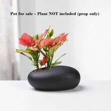 1pc Nordic Style Desktop Ceramic Flower Pot, Minimalist Textured Design. Suitable For Living Room (Placed Next To Sofa), Can Also Be Used As Ashtray, Also Suitable For Balcony Greenery Flower Pot, Seedling Pot, And Office. - Pebble Planter - View 5