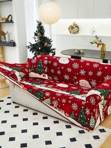 1pc Christmas Polyester Sofa Cover, Living Room Elastic Sofa Cover, Holiday Decoration, Pet-Proof Removable, Sofa Protector, Autumn Home Decor. - Multicolor - View 2