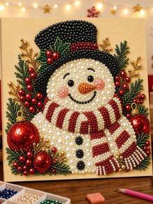 DIY Christmas Diamond Pearl Painting Kit, Full Drill Rhinestone Mosaic Painting, Handmade Art Craft For Wall Decor, Christmas Holiday Home Decoration - Sets - View 12