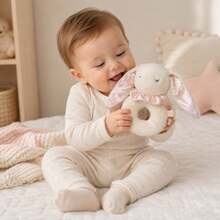 1pc Rabbit/Bear Plush Ring Rattle, Soft Cotton Handheld Rattle Toy With ...