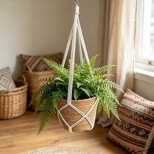92cm Long Hanging Planter Net | Indoor Greenery Hanging Basket | Balcony Window Sill Potted Plant Hanging Storage Rope | With Hanging Ring Convenient Hanging Design | Minimalist Soft Decor Greenery Decorative Hanging Accessory | Garden Corridor Space Expansion Hanging Accessory - 4pcs - View 5