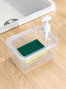 Press-Type Soap Dispenser Bathroom Refillable Bottle Brush Soap Dispenser Soap Dispenser Bathroom Kitchen Cleaning Soap Dispenser Soap Dispenser Box Press-Type Detergent Box Square Sponge Brush Box Divided Storage Box Kitchen Essentials Bathroom Decor - Multicolor - View 15