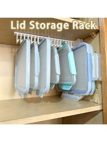 Lid Storage Rack, Multi-Slot Lid Hanging Rack Under Cabinet, Kitchen Organizer Shelf, Under Sink Organizer, Space-Saving Wall-Mounted Kitchen Storage Rack, Sturdy Container Lid Holder With Mounting Hardware - A - View 7