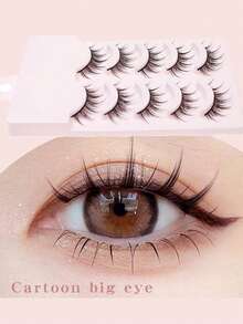 5 Pcs Cat Eye Lashes 5 Pairs Faux Mink Eyelashes Natural Look Fluffy Soft Cross Wispy Full Strip Lashes Eyelash Extension - Black - View 7
