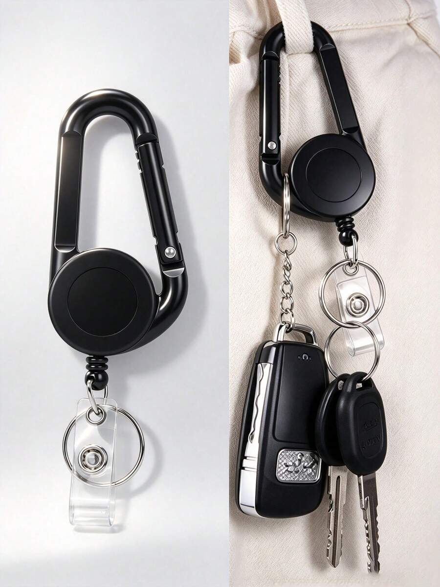 1.5CM Retractable Badge Reel With Clip, Expandable Plastic Key Chain, Car And Backpack Keychain, Wallet Clip, Ideal Gift For Nurses, Students And Professionals