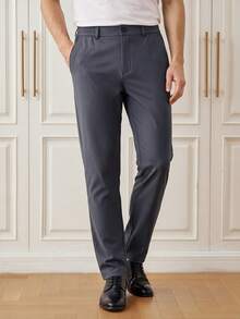 Officeau Men's Grey Straight Leg Dress Pants, For Business Casual/Commuting, Gift For Father/Husband - Grey - View 1