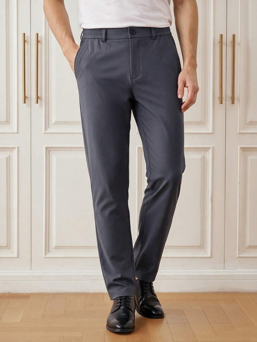 Officeau Men's Grey Straight Leg Dress Pants, For Business Casual/Commuting, Gift For Father/Husband - Grey - View 1