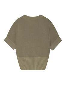 Knit Tops For Women Crop Olive Green Sweaters Fall Short Sleeve Rib Knitted Going Out Tops Woman Mock Neck Pullover Spring Causal Office Outfits - Olive Green - View 5