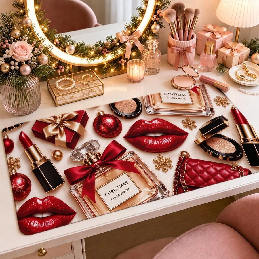 1pc Fashion Cosmetic Leopard Print Desk Mat, Multi-Purpose Vanity Table Protector, Nail Art Mat, Large Desktop Mouse Pad For Women Bedroom & Office, S/M/L/XL - View 1
