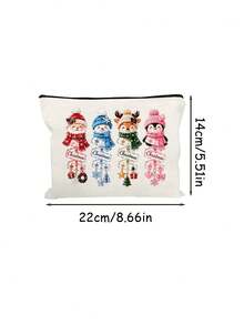 Christmas Print Makeup Bag,Santa Snowman Reindeer Penguin Pattern Cosmetic Bag,Zipper Makeup Pouch Travel Toiletry Bag,For Christmas Birthday Gifts - Multicolor - View 11