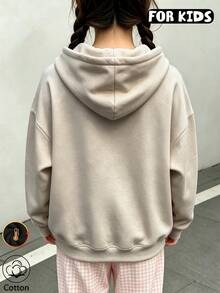 Girls Casual Long Sleeve Hooded Sweatshirt, Soft Tween Girl Daily Pullover Hoodie - Apricot - View 4