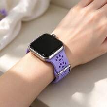 Original Breathable Hollow Silicone Watch Band Compatible With Apple Ultra 2 49MM Sports Rubber Strap Compatible With Apple Smartwatch Series 10 9 8 7 6 SE 4 3 2 45MM 44MM 42MM 41MM 46MM - Lilac - View 2