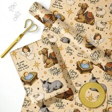 Christmas Gift Wrapping Paper Roll - 17.7 X 118 Inches, Religious Holiday Gift Wrapping Paper With Angel, Donkey, Sheep, Camel And Bethlehem Star Design, Suitable For Christmas Gifts, Party Decorations And Birthday Gifts - Multicolor - View 3