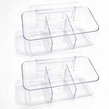 1/2pcs Transparent Vertical Plastic Makeup Organizer Storage Box, Space-Saving Bathroom Vanity Organizer For Lipstick, Skincare, Cotton Pads, Face Masks, Desktop Cosmetic Storage Rack - Multicolor - View 13