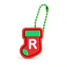 1pc A-Z Letter Christmas Stocking Keychain, Cute Mini Sock Bag Charm Pendant, Xmas Holiday Gift For Backpack Key Ring Decor - Multicolor - View 12