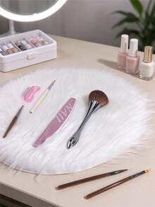 Heart-Shaped Round Plush Nail Art Desk Mat, Soft Plush Nail Support Pad, Fluffy Photography Background Prop, Suitable For Nail Salon Tabletop Decoration - Multicolor - View 5