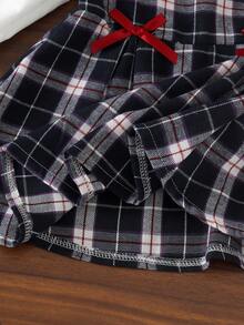 1pc Baby Girl Academy Style Peter Pan Collar Long Sleeve Plaid Dress, Thin Spring/Autumn Princess Dress - Royal Blue - View 7