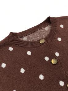 Women's Fashion Polka Dot Short Cardigan, Long Sleeve Round Neck Flared Hem Sweater, Create Vintage Autumn Look - Multicolor - View 8
