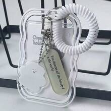 1 cái bao đựng thẻ trong suốt họa tiết sóng gradient chủ đề Back To School, kèm mặt dây chuyền đám mây dễ thương và câu trích dẫn truyền cảm hứng, chất liệu TPU bền, phù hợp làm quà tặng trường học và ngày lễ - Nhiều màu - Xem 1
