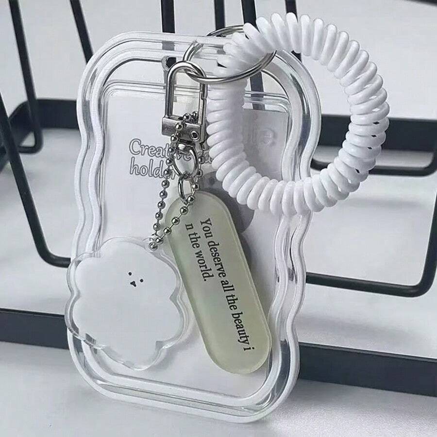 1 cái bao đựng thẻ trong suốt họa tiết sóng gradient chủ đề Back To School, kèm mặt dây chuyền đám mây dễ thương và câu trích dẫn truyền cảm hứng, chất liệu TPU bền, phù hợp làm quà tặng trường học và ngày lễ - Nhiều màu - Xem 1