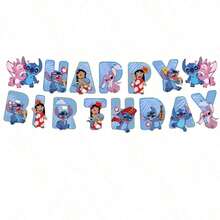 52TOYS Lilo And Stitch Birthday Party Decorations Kit, Stitch Happy Birthday Banner, Hanging Swirls, Birthday Backdrop And Disposable Tablecloth, Stitch Theme Birthday Party Supplies - Multicolor - View 3