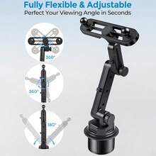 xnyocn In-Car Dual-Phone Cup Holder Navigation Mount Anti-Shake Car Phone Mount, Multi-Angle Adjustable With Cable Clamp, Suitable For All Types Of Commercial Vehicles - Black - View 7