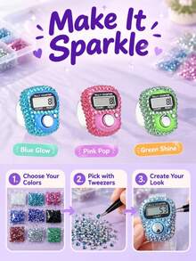 9026pcs/1set DIY Rhinestone Ring Digital Counter Full Tool Kit, Braided Arrangement Shiny Counting Ring, Handmade Craft Set, Easy To Store - Rhinestone - View 5