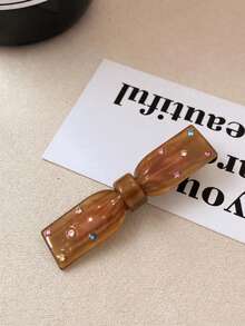 Korean Style Acetate Polka Dot Bow Oval Hair Clip For Women, Frontal Side Bangs Clip, Duckbill Hair Pin Hair Accessory - Multicolor - View 12