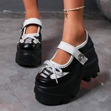2026 New Women's Fashion Comfortable Thick Sole Height-Increasing All-Season Mary Jane Casual Shoes - Black - View 7